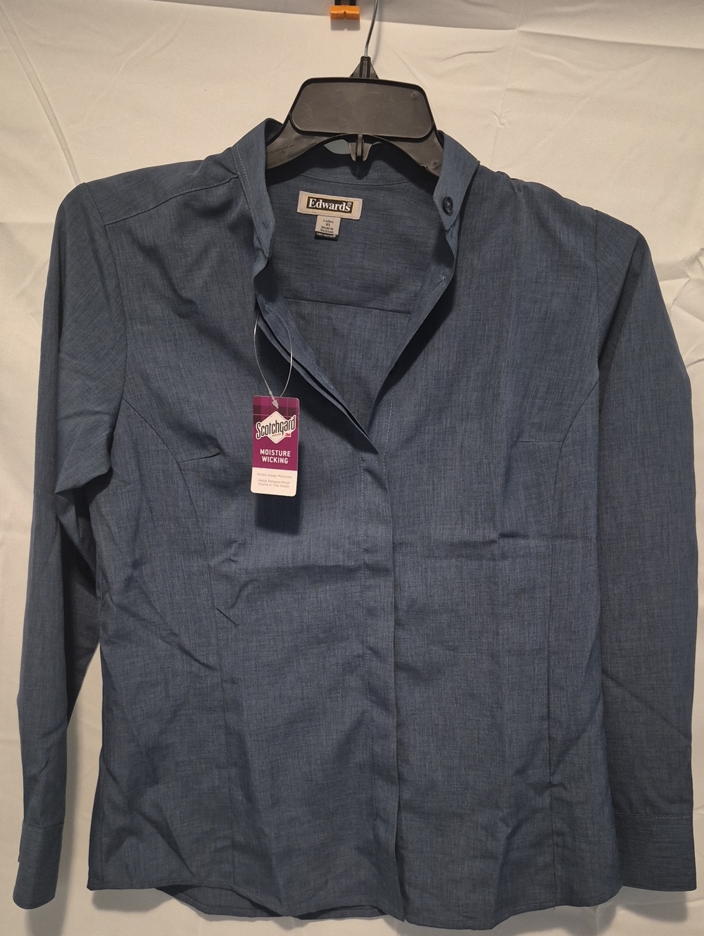 Lady's Blue Button-Front Shirt - Moisture Wicking